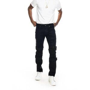 Platform 32/32 black, distressed, rhinestone skinny jeans